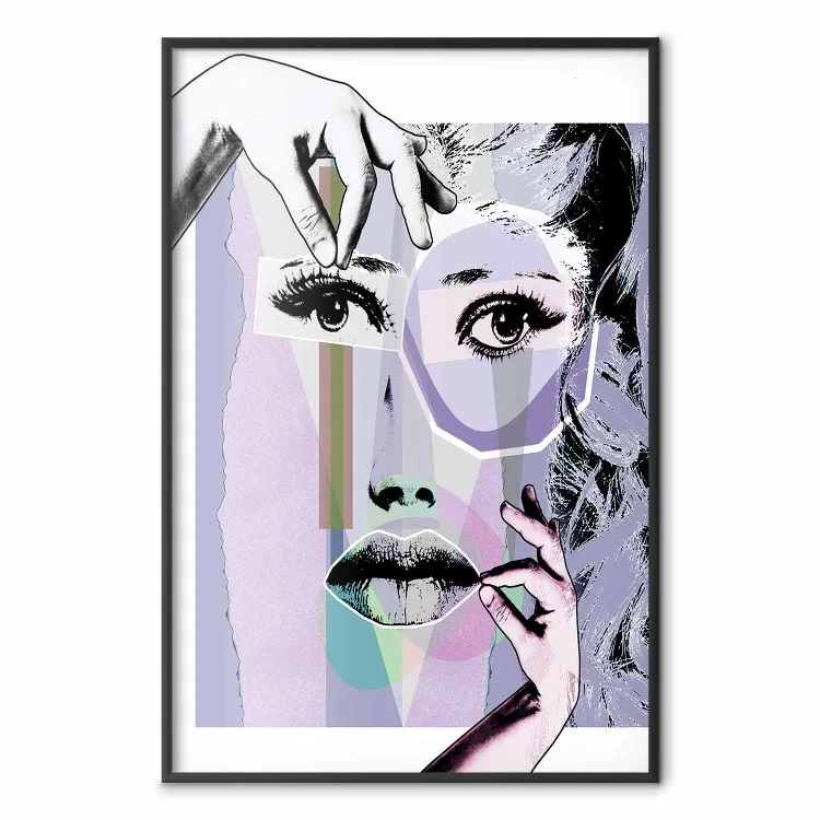 Chirurgia plastyczna - abstrakcja z twarzą kobiety w stylu pop art