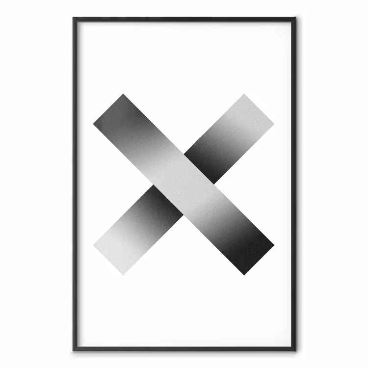 Krzyżyk na bieli - czarno-biała geometryczna kompozycja abstrakcyjna