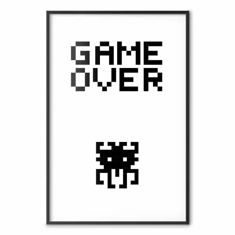 Game over - czarno-biała kompozycja z pikseli z angielskim napisem