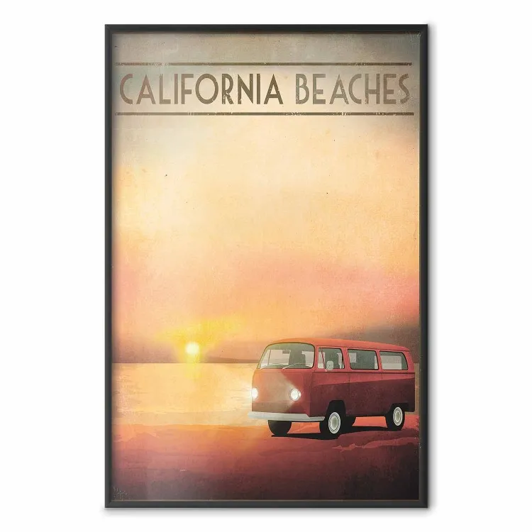 California Beaches - angielskie napisy i samochód na zachodzie słońca