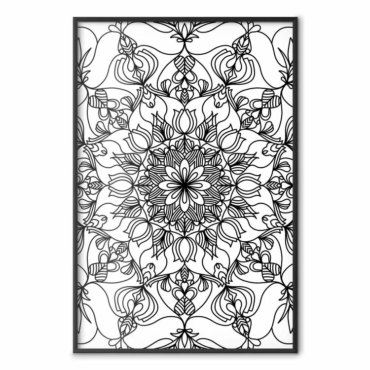 Zen w czerni - czarna wzorzysta mandala w orientalnym motywie zen
