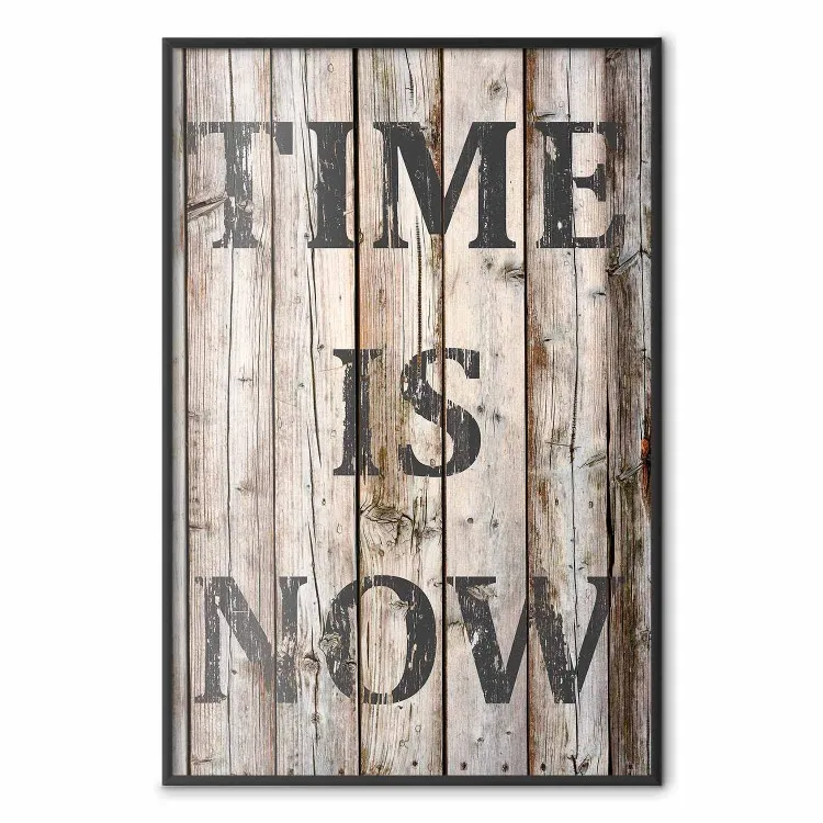 Retro: Time Is Now - napis po angielsku na tle desek w motywie retro