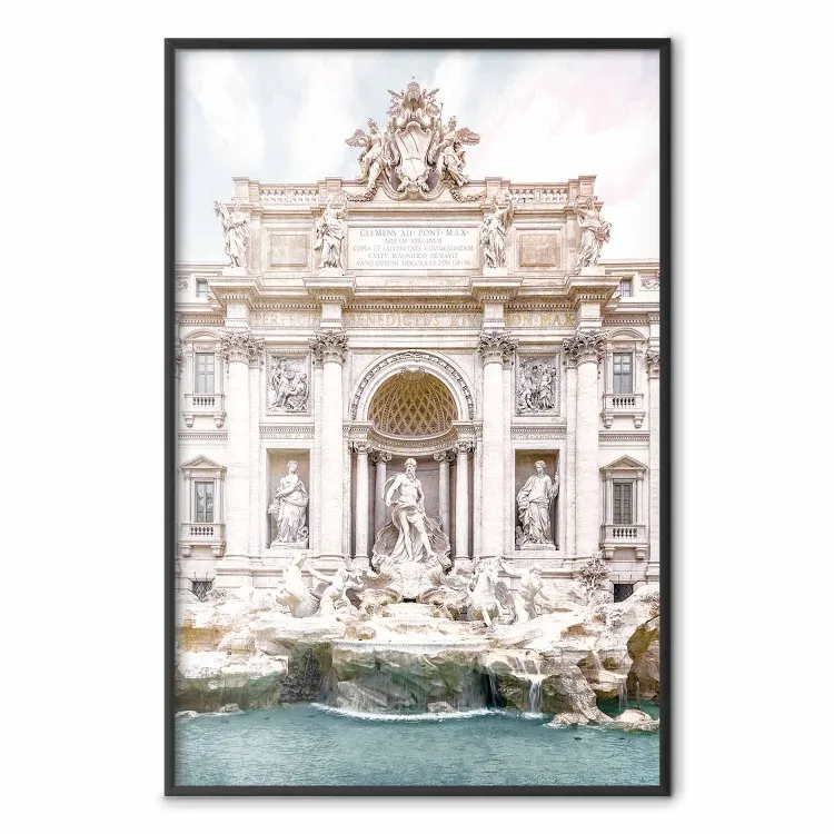 Fontanna di Trevi - jasna kompozycja z rzymską architekturą i rzeźbami