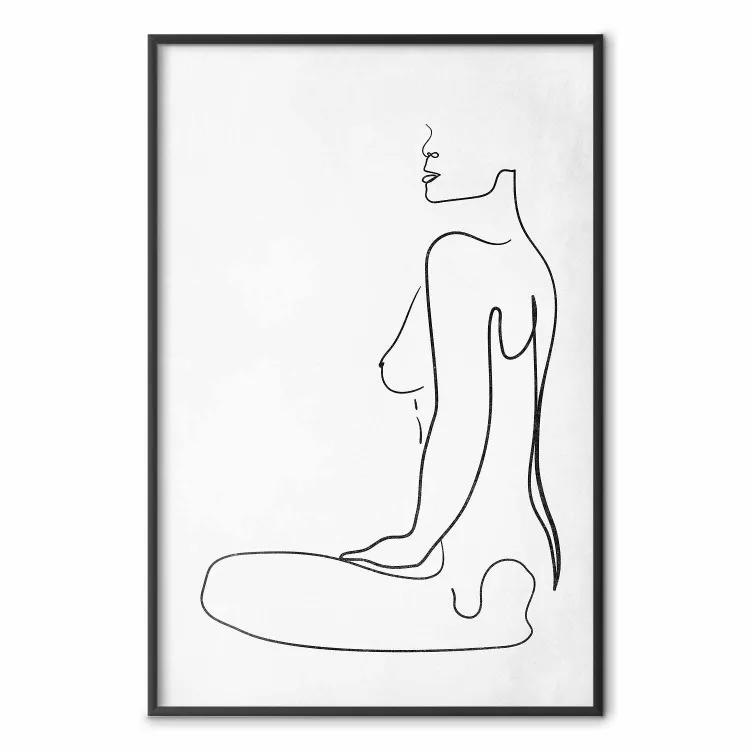 Kobieca forma - czarny akt kobiety w formie line art na białym tle
