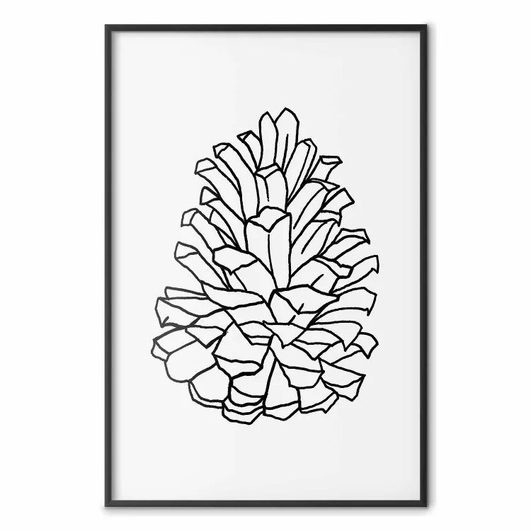 Otwarta szyszka - czarny line art szyszki na jednolitym szarym tle