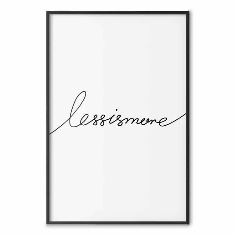 Less is more - czarne napisy w języku angielskim na jasnoszarym tle