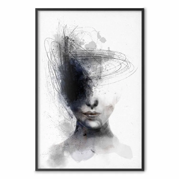 Kosmiczna myśl - portret kobiecej twarzy w abstrakcyjnej kompozycji