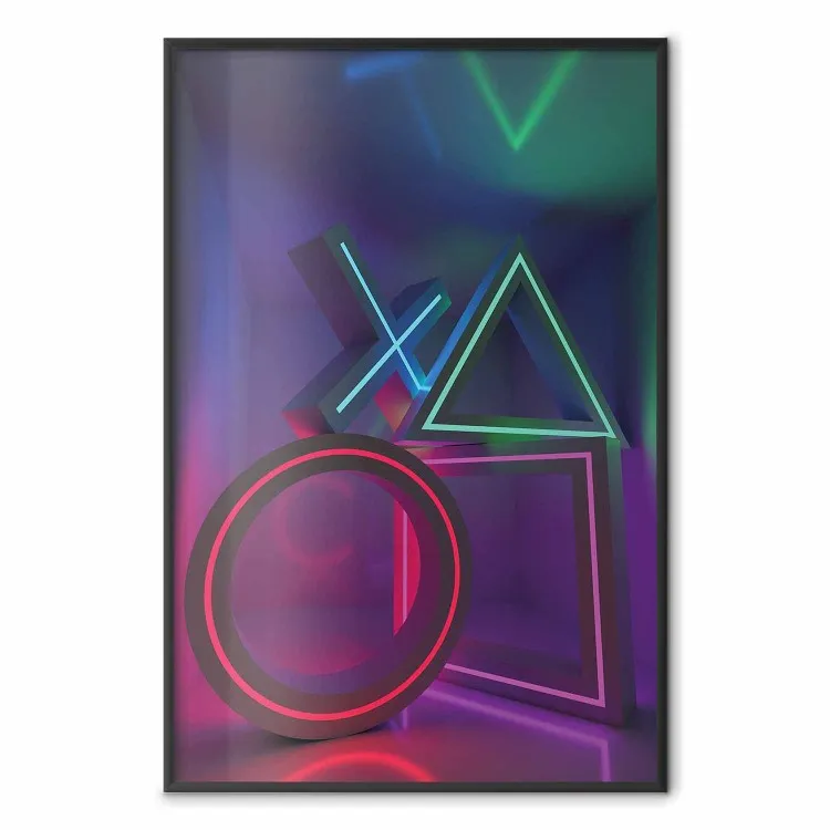 Strefa wygranej - geometryczne figury z kolorowymi neonowymi wstawkami