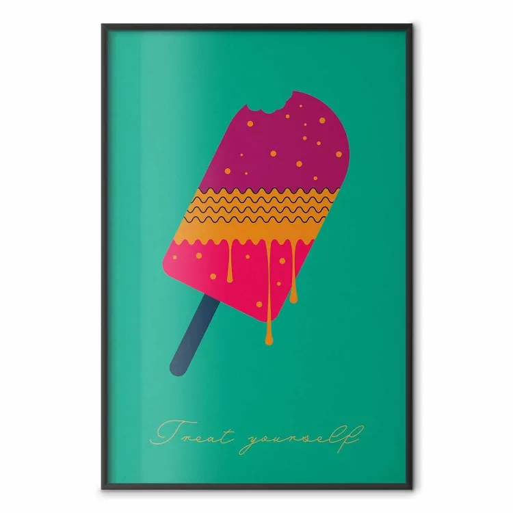 Treat Yourself - kolorowe lody na patyku na jednolitym turkusowym tle