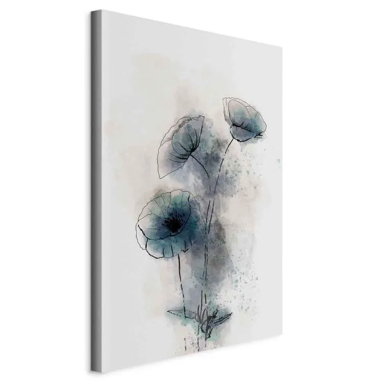 Niebieskie maki (1-częściowy) pionowy - abstrakcyjne niebieskie maki