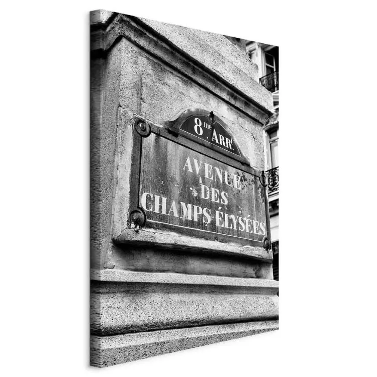 Aleja Champs-Elysees - czarno-biała grafika ze słynną ulicą Paryża