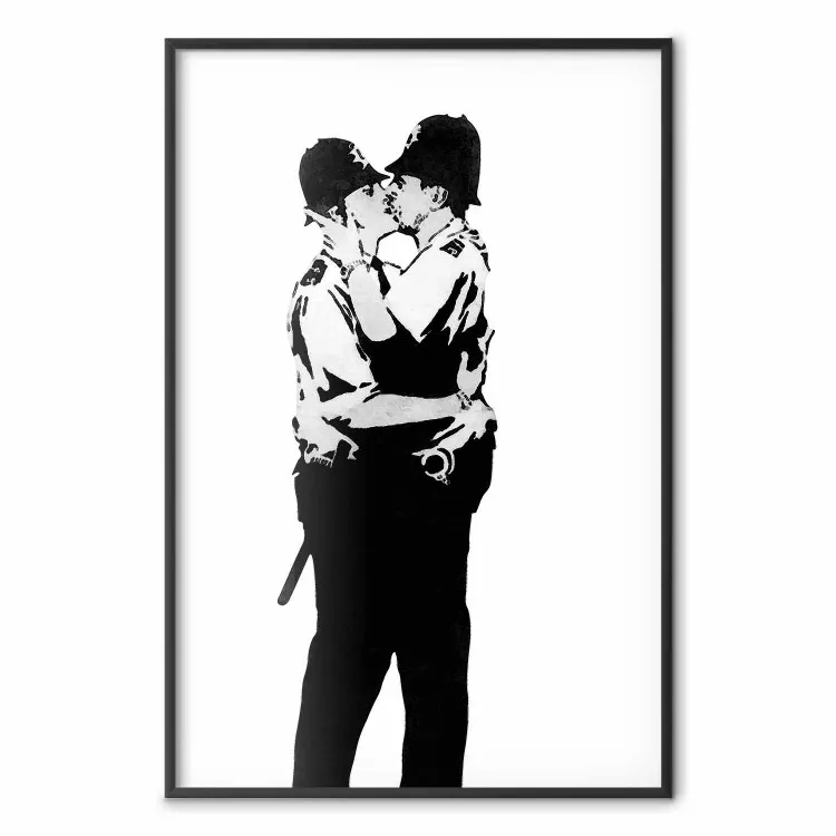 Kissing Coppers - dwie całujące się czarne postacie w stylu Banksy