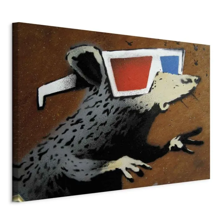Szczur w okularach 3D (Banksy) - street art fantazyjnego zwierzęcia