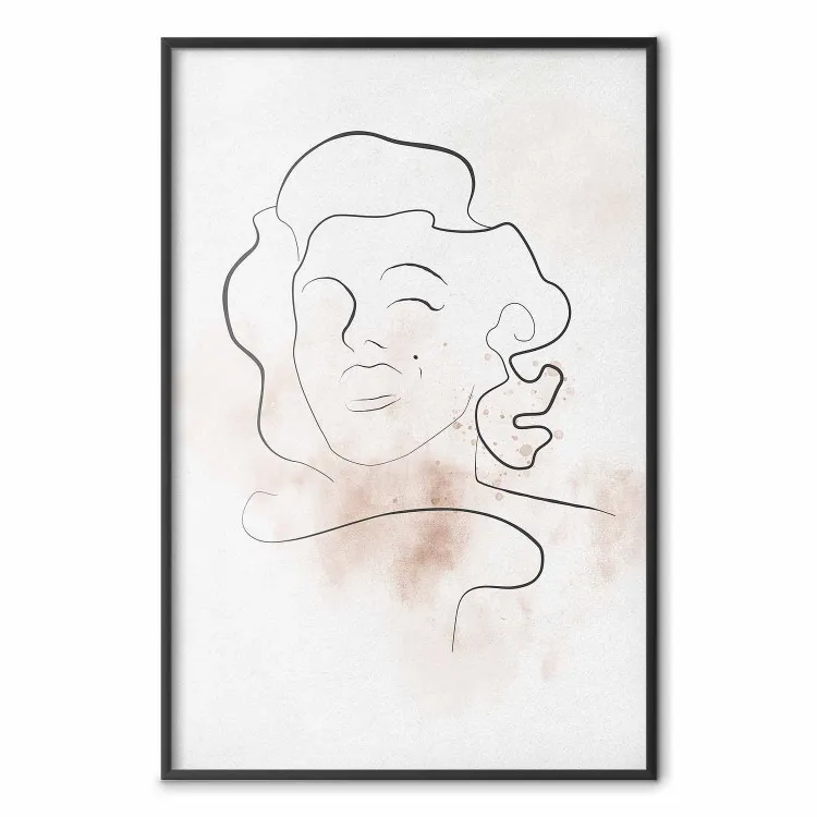 Linia gwiazdy - abstrakcyjny line art Marilyn Monroe na jasnym tle