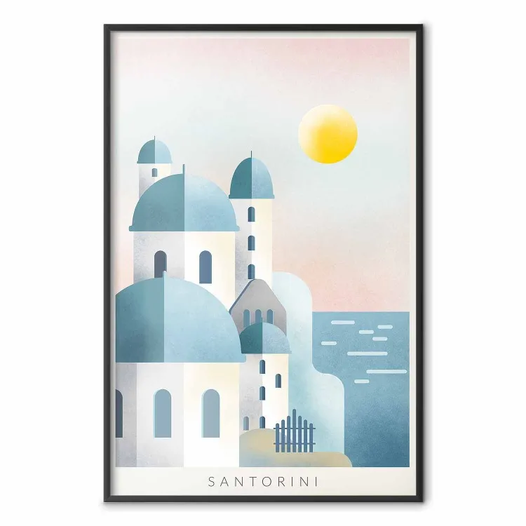 Niebieska wyspa - pastelowy krajobraz architektury wyspy Santorini