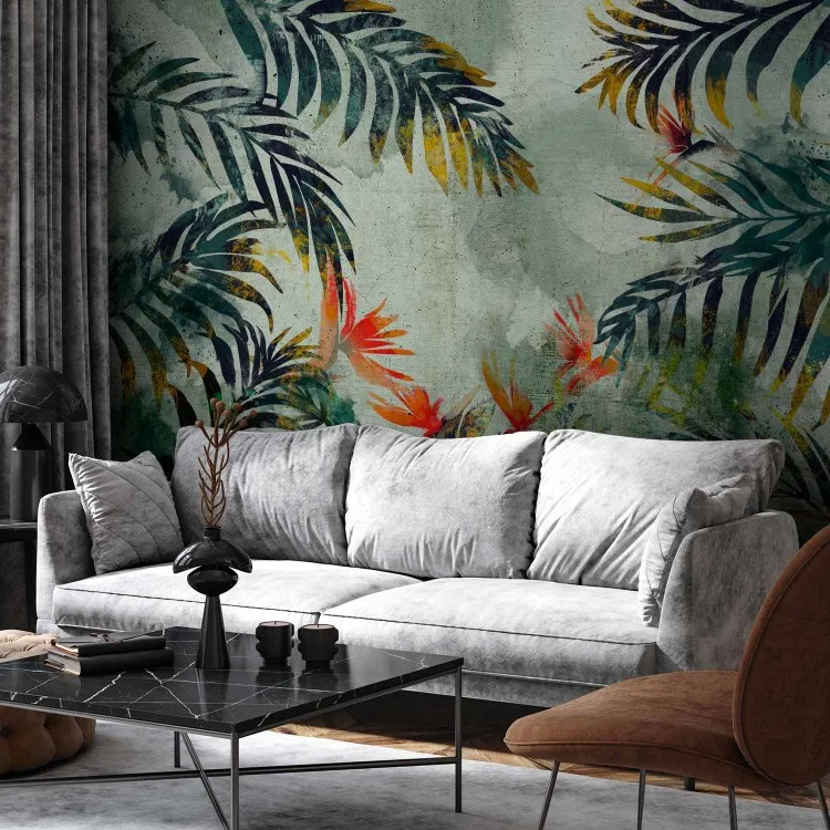 Egzotyczna roślinność w dżungli - motyw zielonej natury w akwareli