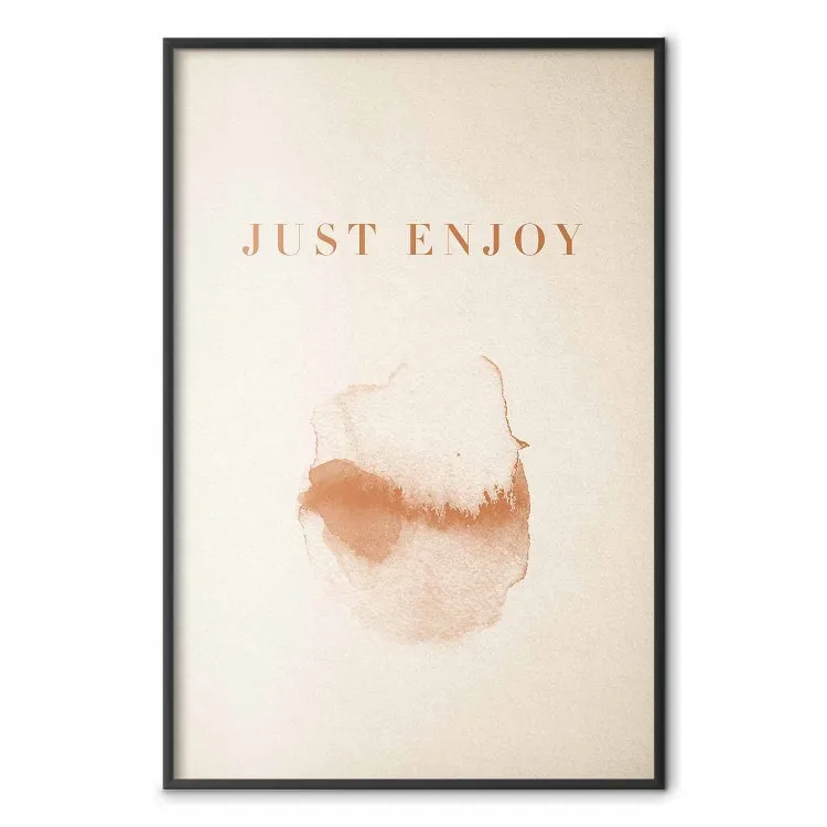 Just Enjoy - napisy po angielsku i akwarelowy wzór na beżowym tle
