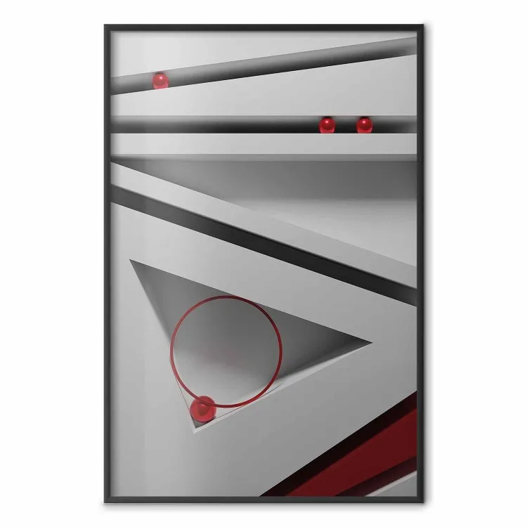 Pochyła struktura - geometryczna abstrakcja w czerwone kule na bieli