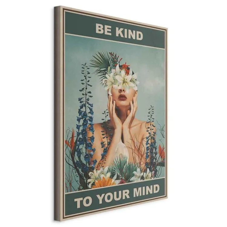 Be Kind to Your Mind (1-częściowy) pionowy - kobieta i kolorowe kwiaty