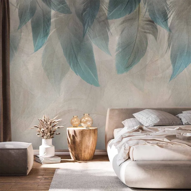 Las piór – jasna kompozycja w kolorze szarym i niebieskim