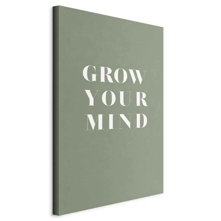 Grow Your Mind (1-częściowy) pionowy - biały napis na oliwkowym tle