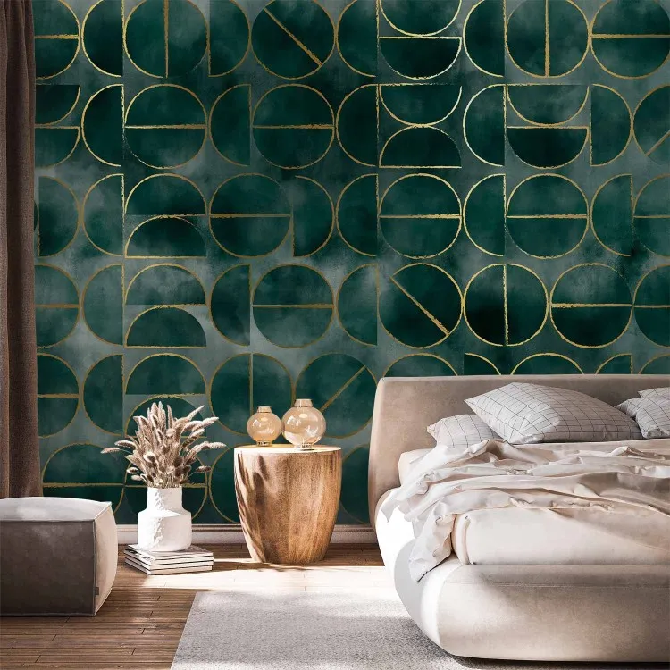 Złota abstrakcja - geometryczna kompozycja w oprawie w stylu art deco