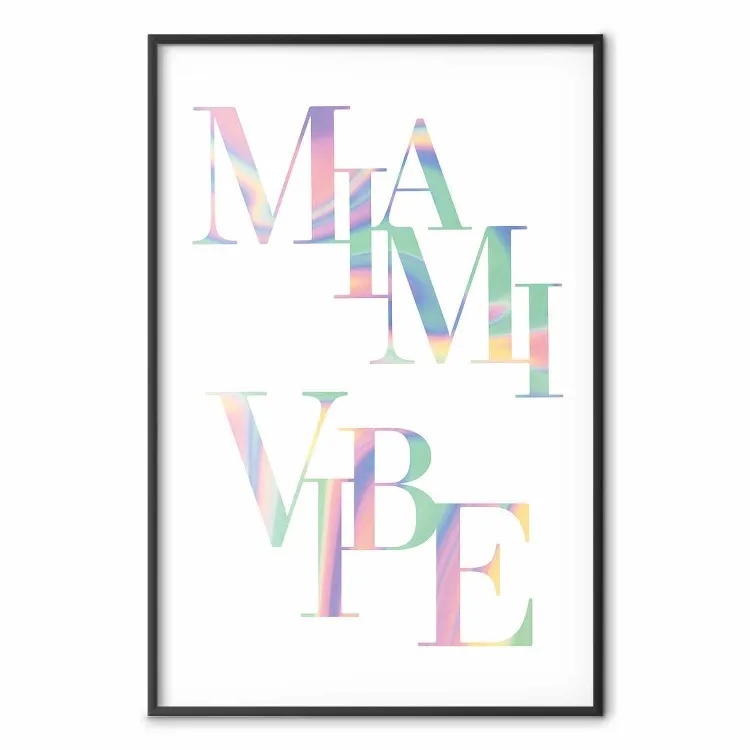 Miami Vibe - holograficzny napis w pastelowo-tęczowych kolorach
