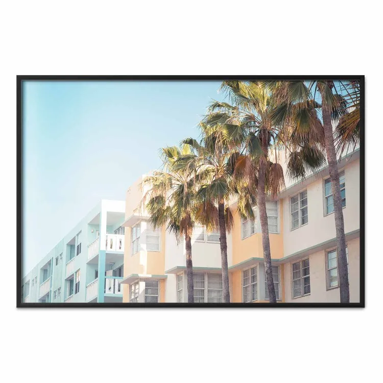 Miasto Miami - palmy i architektura wybrzeża Florydy latem w pastelach