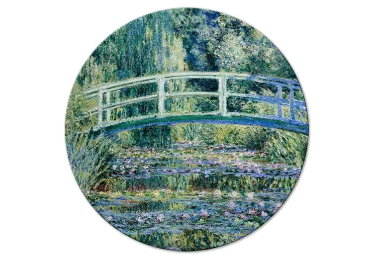 Japoński mostek w Giverny Claude Moneta - wiosenny pejzaż lasu z rzeką
