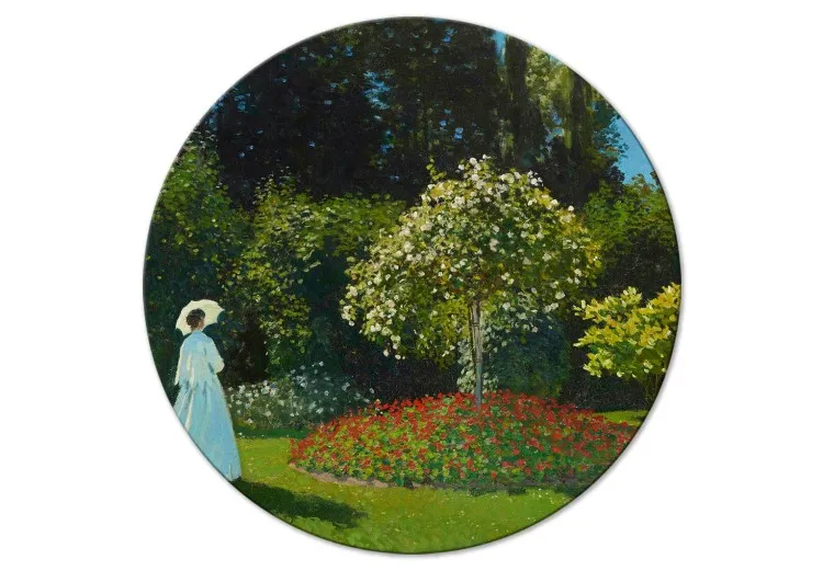 Kobieta w ogrodzie, Claude Monet - wiosenny pejzaż roślinności