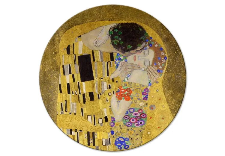 Pocałunek - Gustav Klimt - para zakochanych w namiętnym objęciu