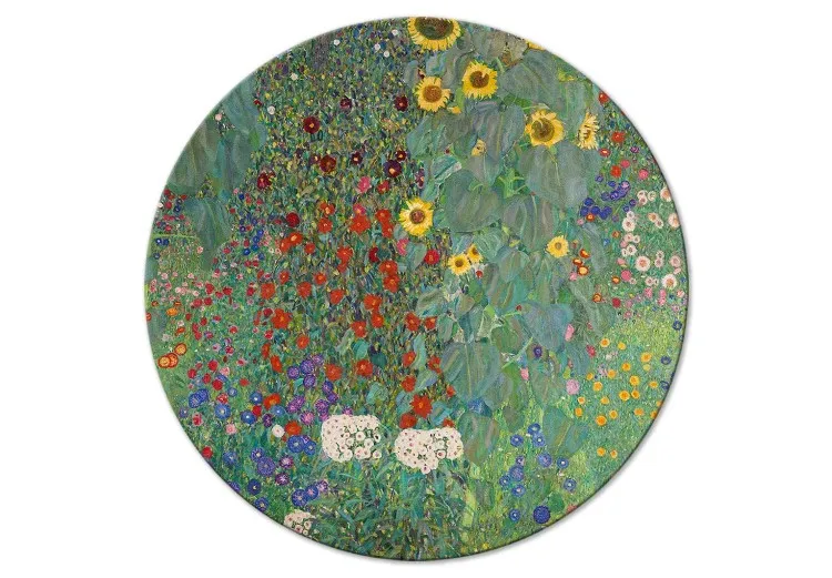 Ogród wiejski ze słonecznikami, Gustav Klimt - różnokolorowe kwiaty