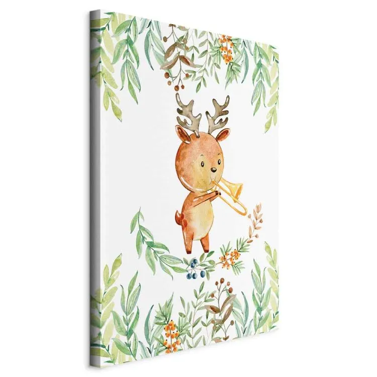 Muzykalny jelonek - ilustracja dla dzieci malowana akwarelą