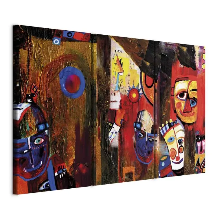 Kolorowa abstrakcja - wesołe malowane klauny w sylu Pablo Picasso