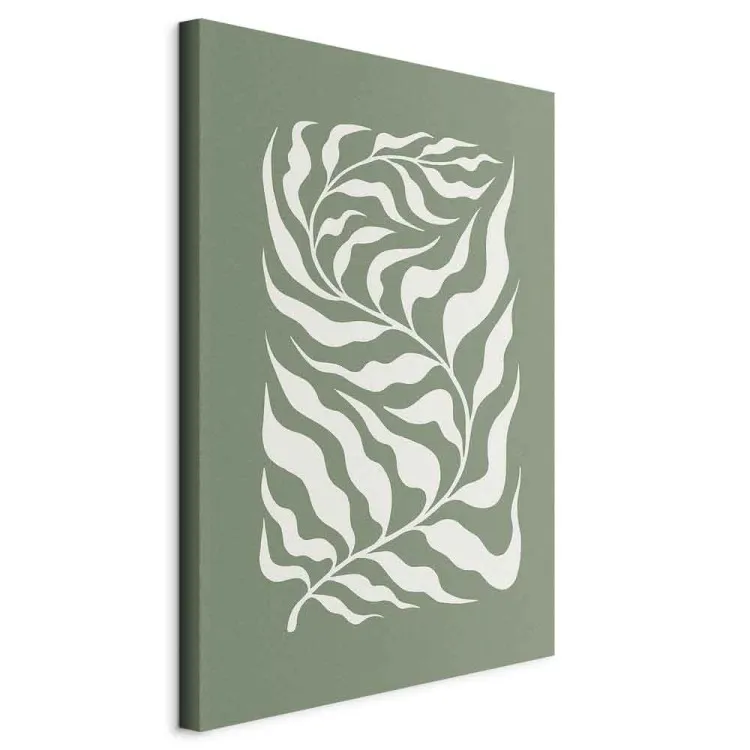 Botaniczny wzór - roślina na szałwiowym podkładzie inspirowana Matisse