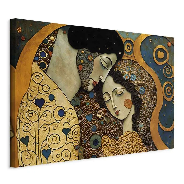 Przytulona para - mozaikowy portret inspirowany stylem Gustava Klimta