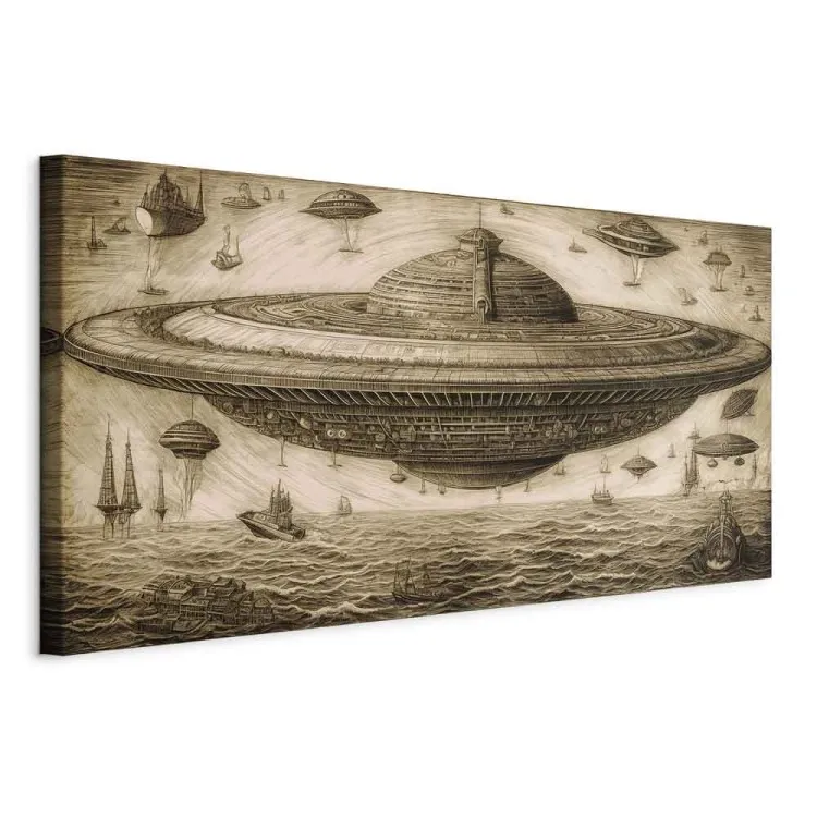 Statek ufo - szkic inspirowany stylem Leonarda da Vinci