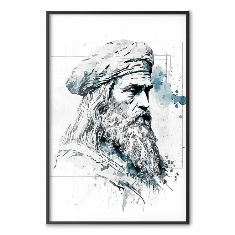 Da Vinci - czarno-biały portret artysty wygenerowany przez AI