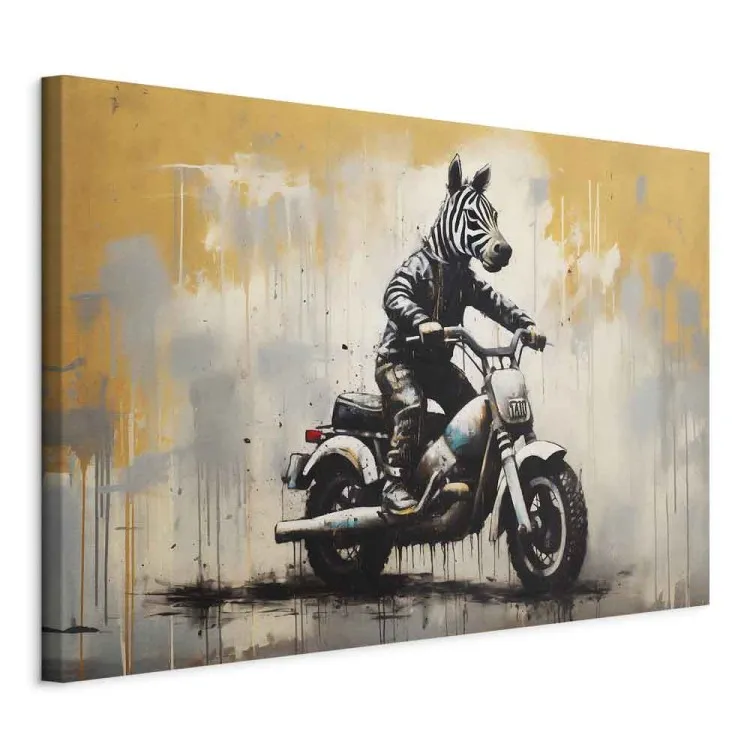 Zebra na motocyklu - graffiti inspirowane stylem Banksy