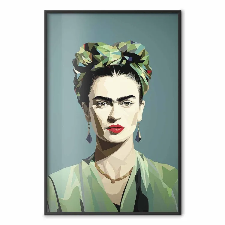 Zielona Frida - geometryczny i minimalistyczny portret kobiety