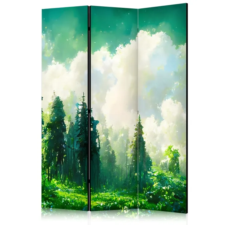 Górski pejzaż - drzewa na zboczu góry malowane akwarelą [Room Dividers]