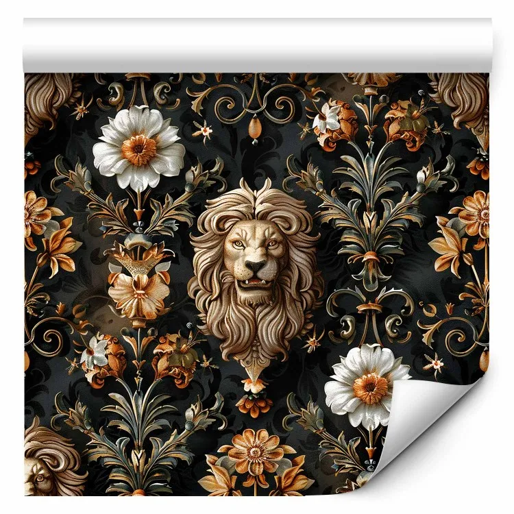 Królewski ogród - eleganckie ornamenty z lwami i kwiatami